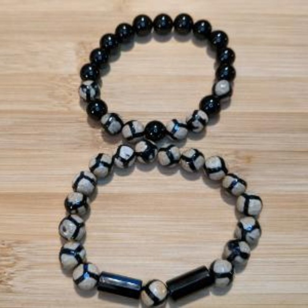 Zebra Agate Bracelet Set